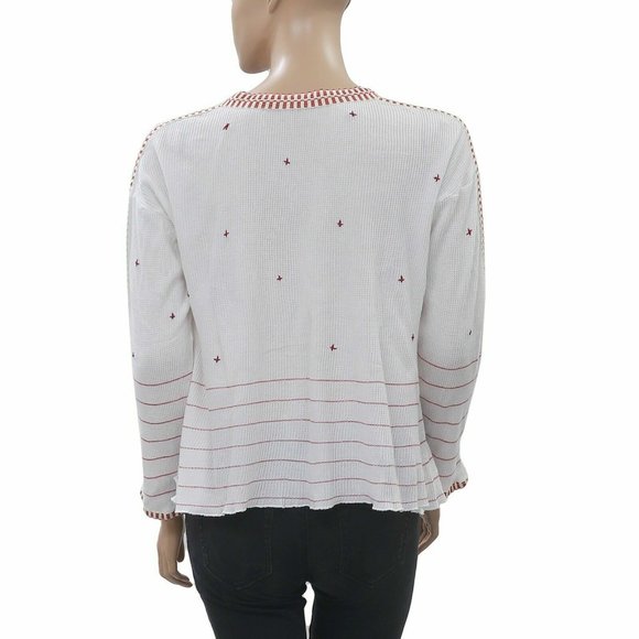 Anthropologie Embroidered Peplum Ivory Blouse Top Cotton Lace Gauze S - Picture 3 of 4